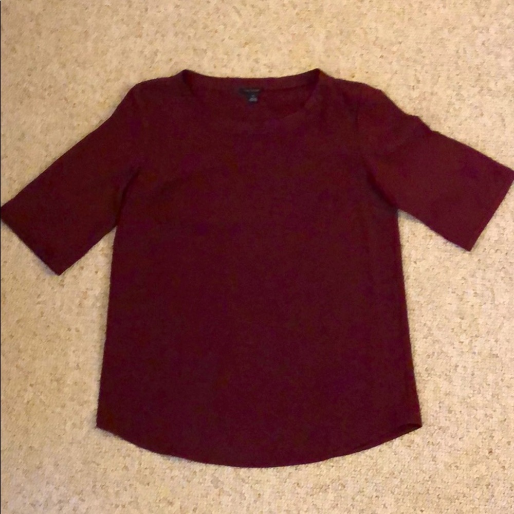 Ann Taylor Maroon Short-Sleeve Blouse
